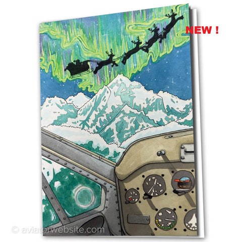 Aviation Christmas Card "Snowy Mountains" - 10 Cards