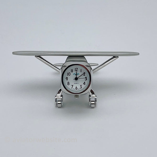 Silver Airplane Clock