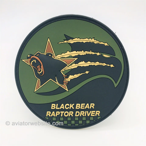 F-22 BLACK BEAR RAPTOR DRIVER ( NEW GREEN PVC) PATCH
