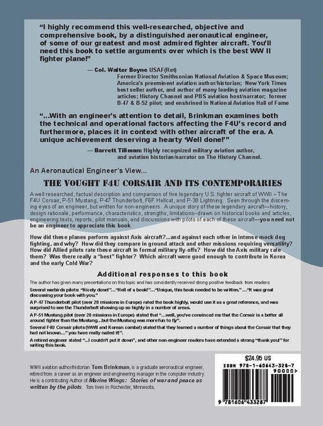 The Vought F4U Corsair and its Contemporaries, by Tom Brinkman - Back cover