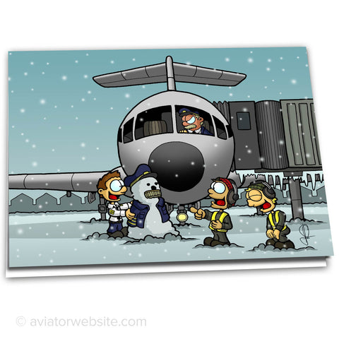 Airline Christmas Card "Captain Snowman"