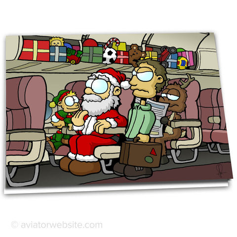 Airplane Christmas Card "Overhead Bins" - 10 Cards