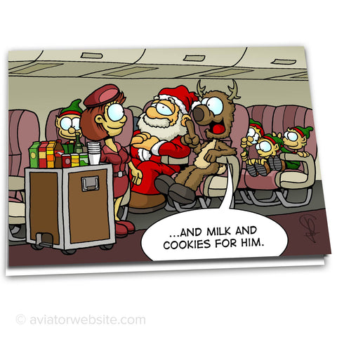 Flying Christmas Card "Milk and Cookies" - 10 Cards