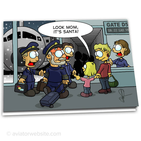 Airline Christmas Card "Look! It's Santa!" - 10 Cards