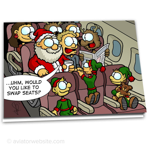 Airplane Christmas Card "Swap Seats?" - 10 Cards