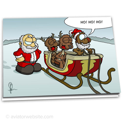 Funny Christmas Card "Reindeers Mocking Santa" - 10 Cards
