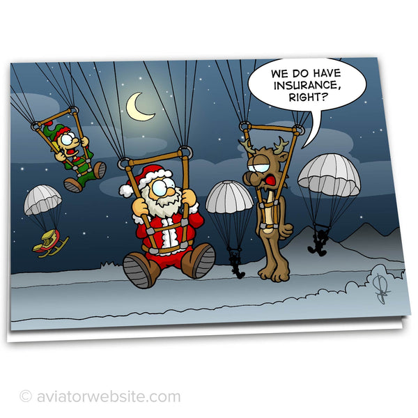 Aviation Christmas Card "We Do Have Insurance, Right?" - 10 Cards