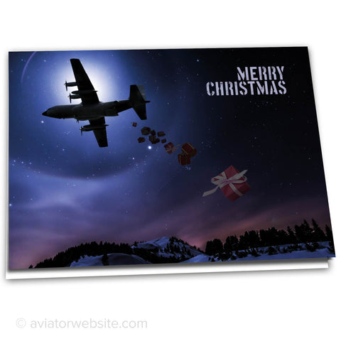 Aviation Christmas Card "C-130 Hercules Present Drop" - 10 Cards